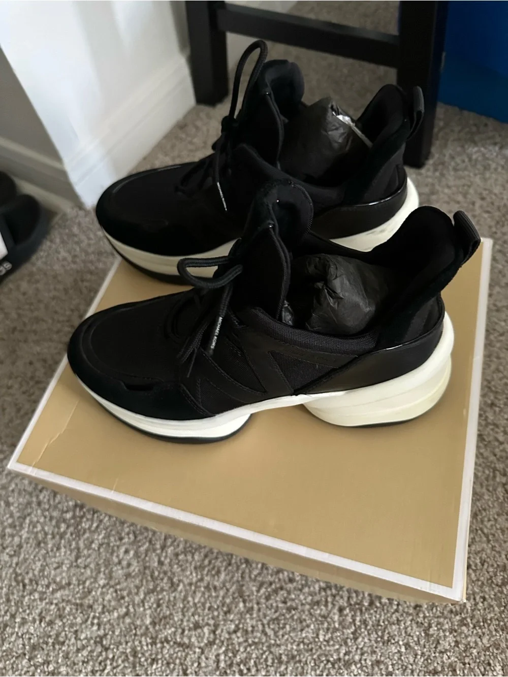 MK Black Women's Platform Sneakers with White Sole